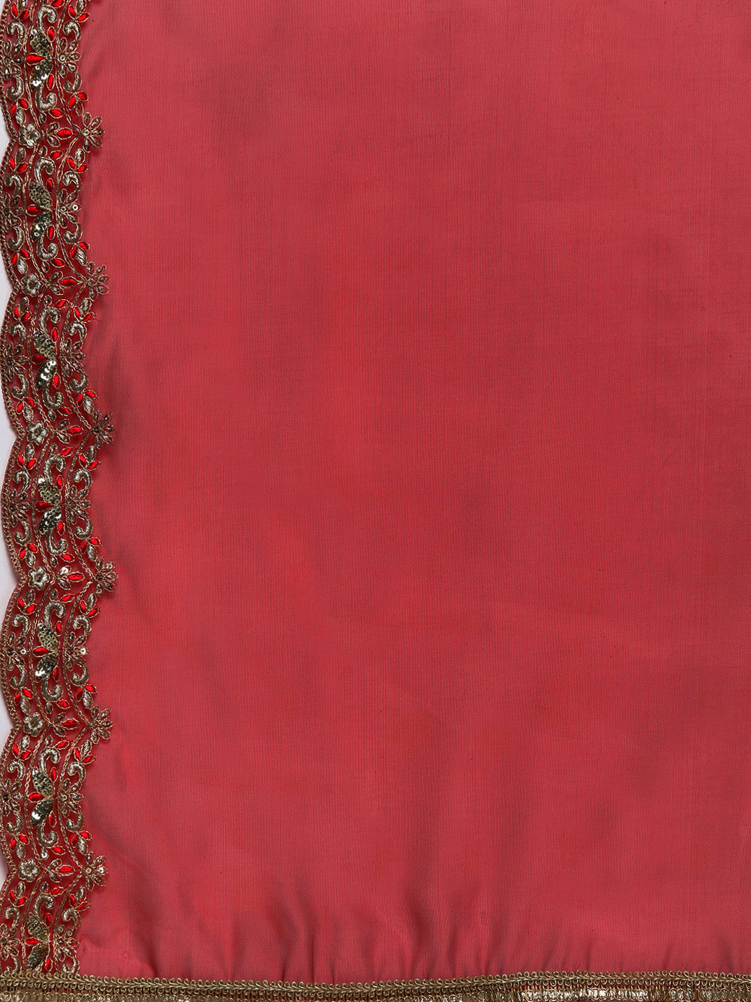 Women Red Ethnic Motifs Embroidered Sequinned Liva Kurta with Trousers & Dupatta