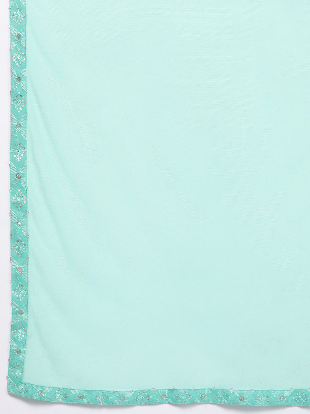 Womens Sea Green Embroidered Georgette Straight Kurti With Sharara & Dupatta