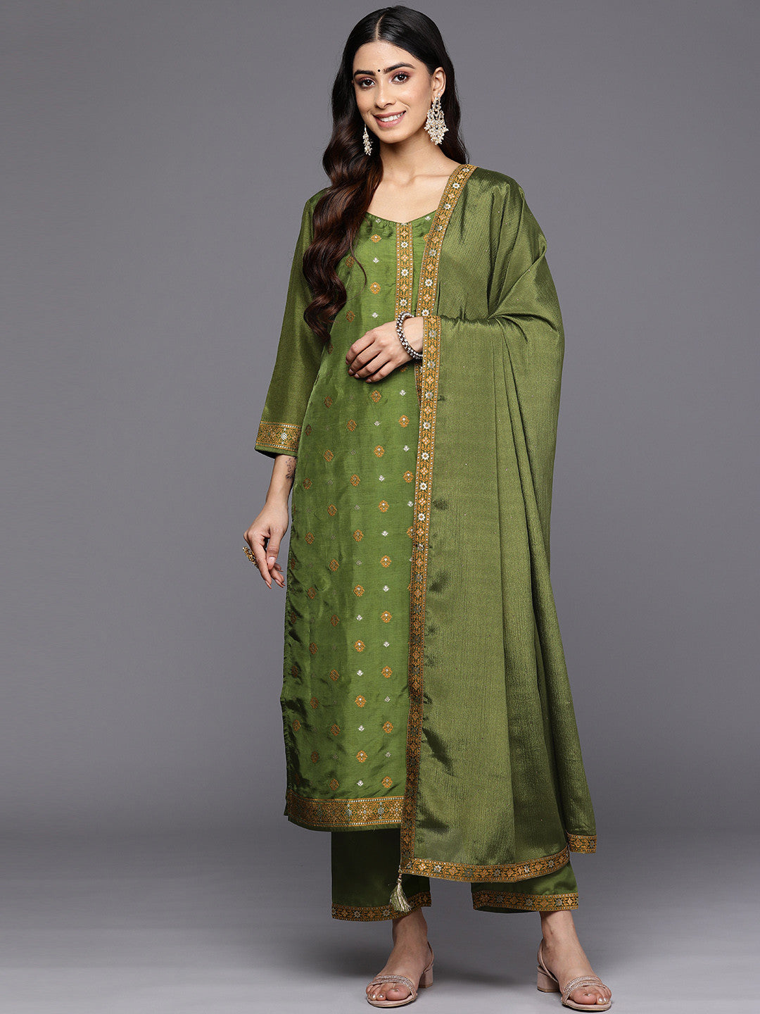 Ethnic Motifs Kurta With Trousers & Dupatta