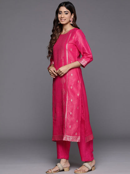 Dhiyona VA Ethnic Motifs Jacquard Kurta with Palazzos & Dupatta