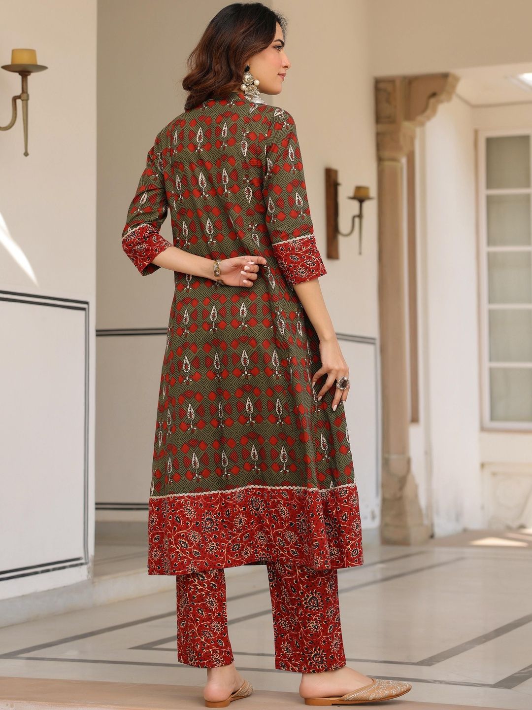 Dhiyona RR Women's Ethnic Motifs Printed Regular Pure Cotton Kurta with Trousers & With Dupatta