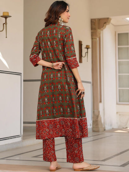 Dhiyona RR Women's Ethnic Motifs Printed Regular Pure Cotton Kurta with Trousers & With Dupatta