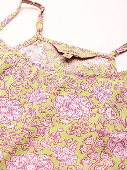 Dhiyona AN X Basant Bahaar Floral Printed A-Line Kurta With Sharara & Dupatta