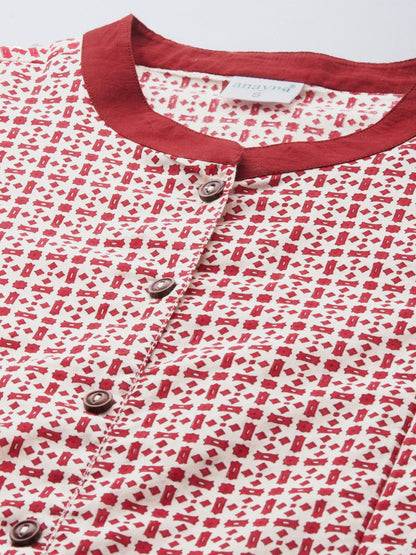 Dhiyona AY Women's White & Red Printed Maternity A-Line Dress