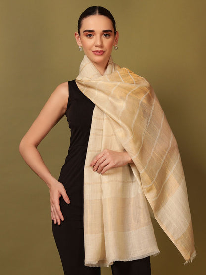 Dhiyona PA Striped Woven Design Woolen Reversible Shawl
