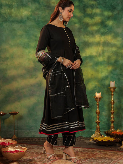 Dhiyona RR Women's Regular Gotta Patti Anarkali Kurta With Trousers & Dupatta