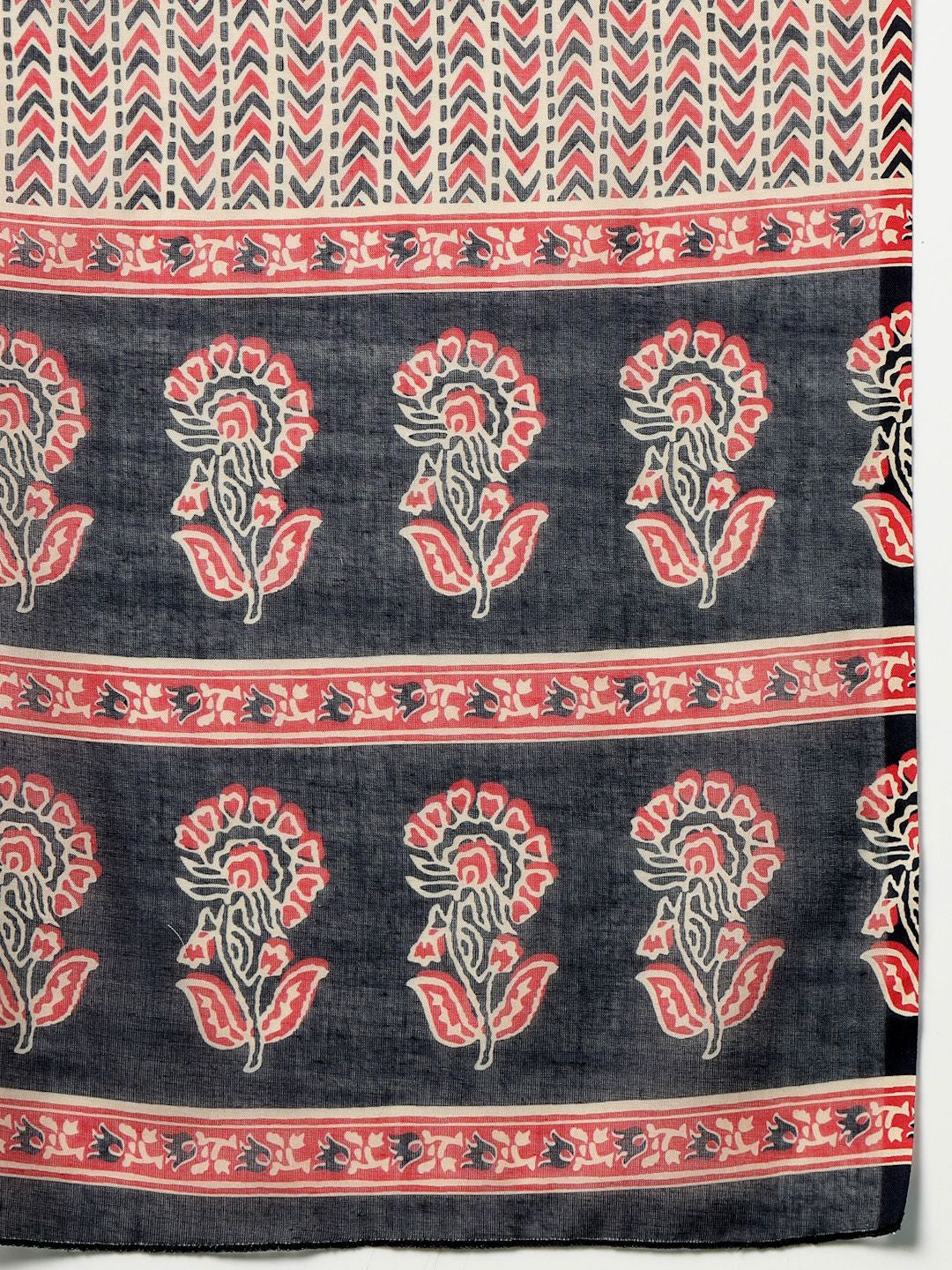 Panelled Straight Kurta & Trouser With Printed Dupatta