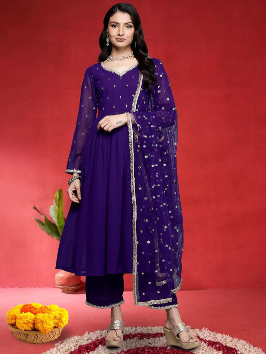 Dhiyona VA Women Ethnic Motifs Embroidered Anarkali Kurta with Palazzo & Dupatta