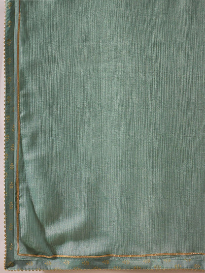 Dhiyona KL Ethnic Motifs Embroidered Panelled Kurta with Palazzos & With Dupatta