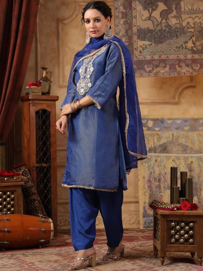 Dhiyona SC Women Embroidered Regular Kurta with Sharara & Dupatta