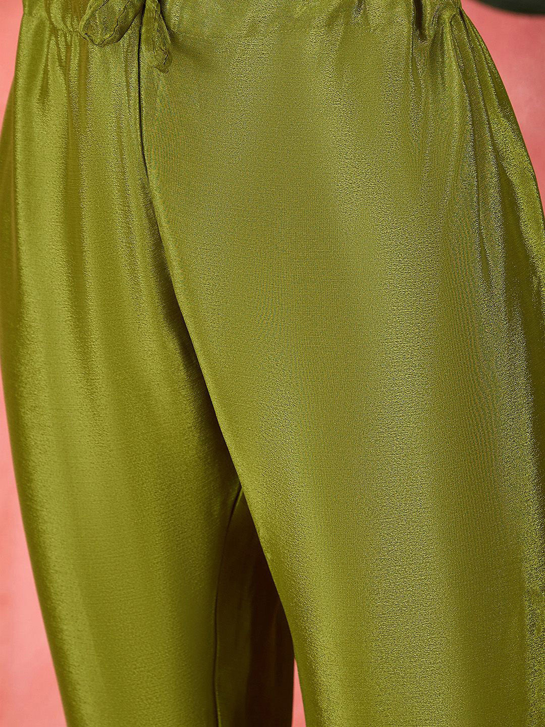 Floral Embroidered Round Neck Sequinned A-Line Kurta With Trousers & Dupatta
