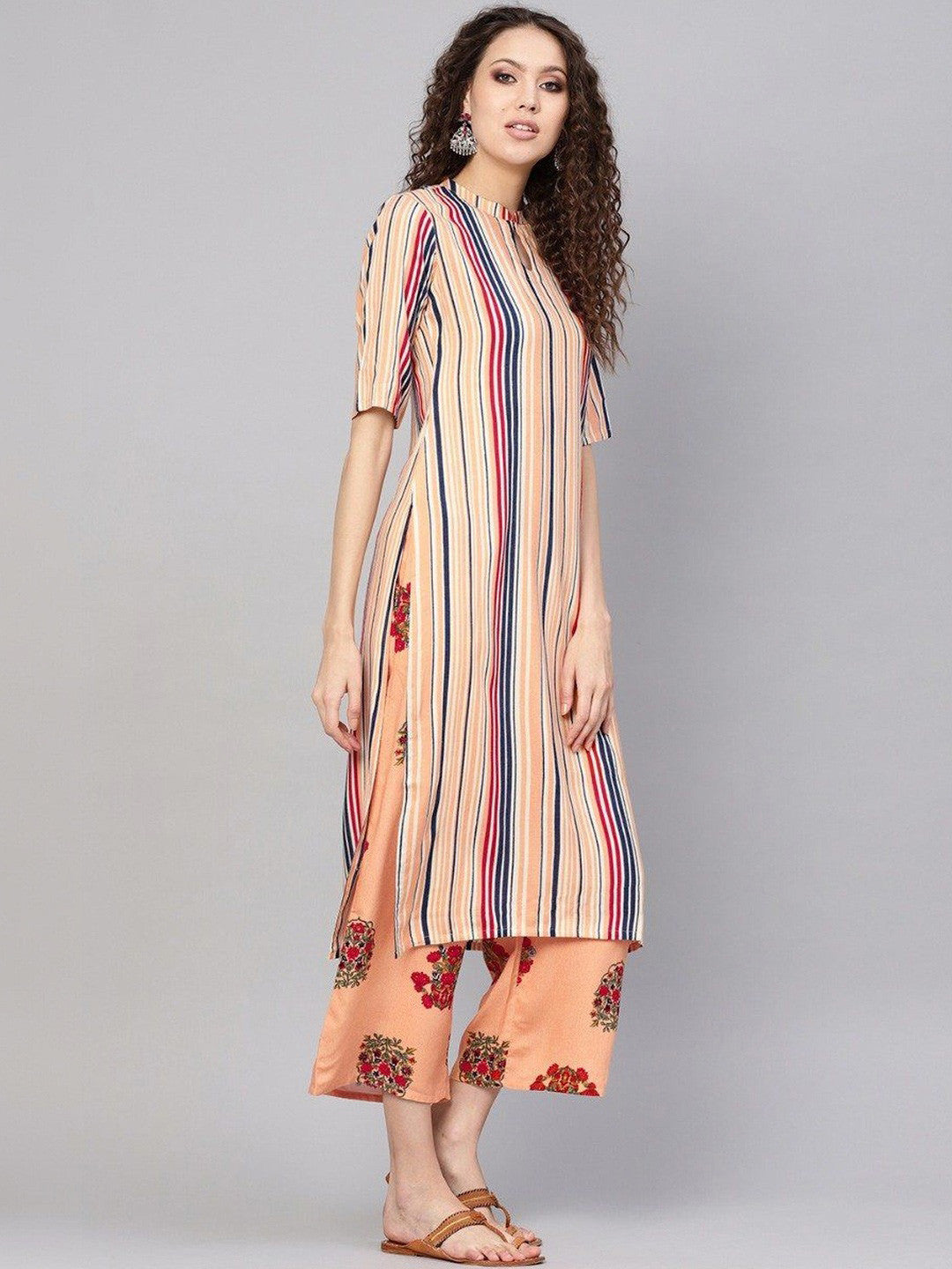 Women Striped Regular Kurta with Palazzos