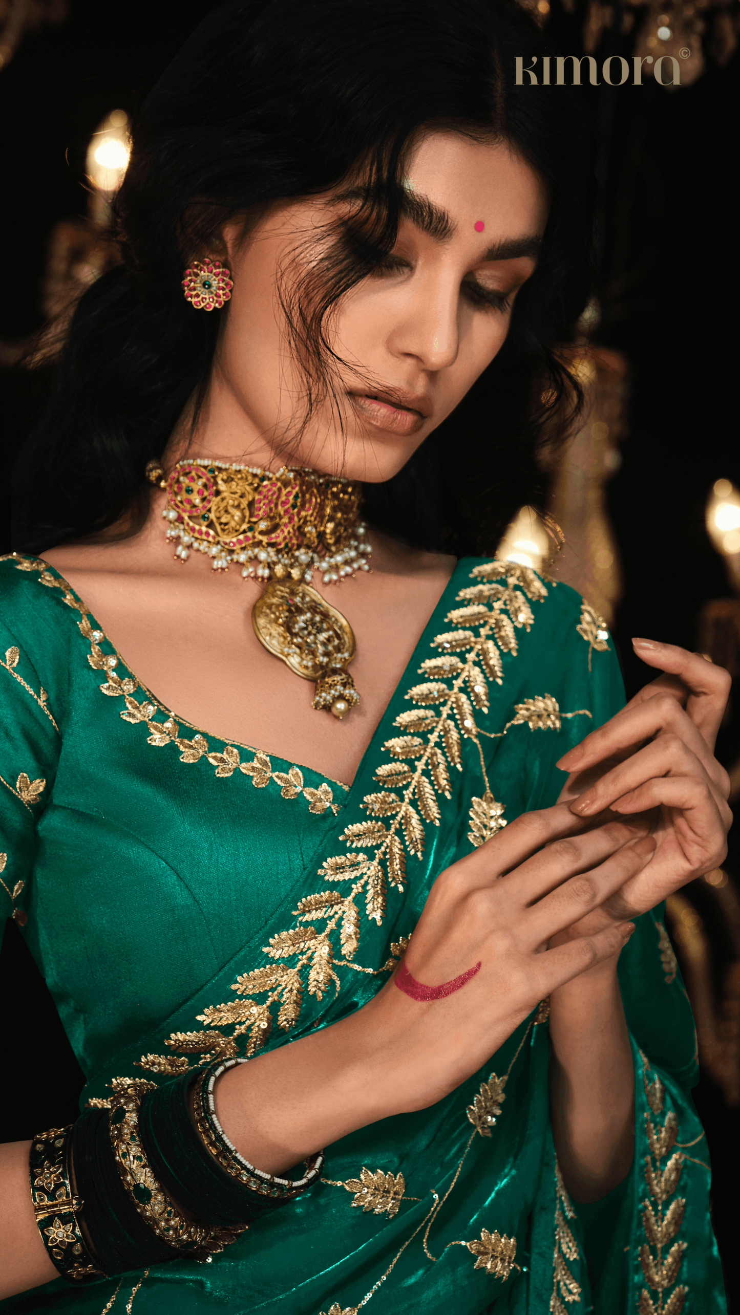 Dhiyona KM Women Grace In Gold “ Green Silk Saree