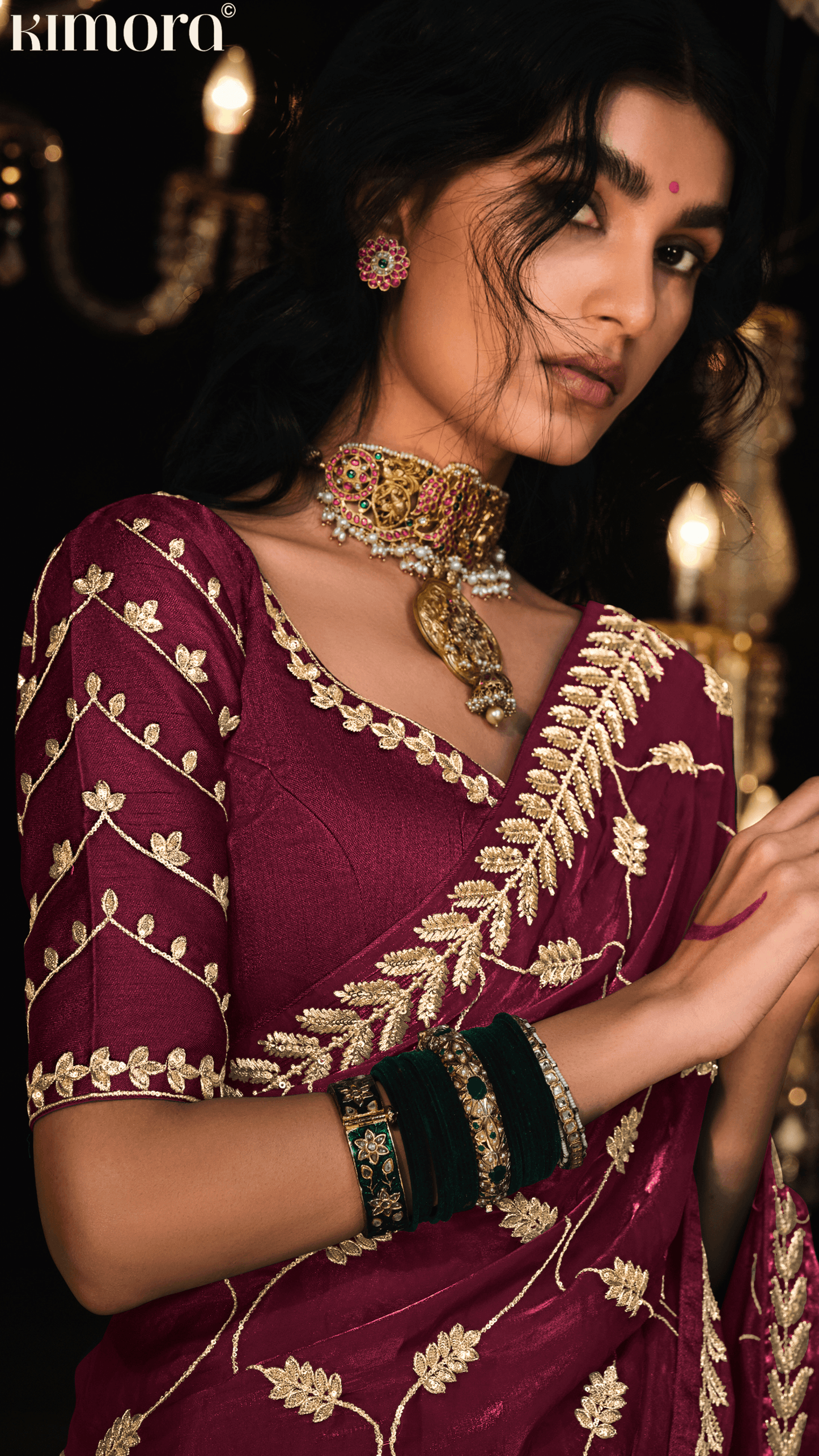 Dhiyona KM Women Eternal Flame “ Red Silk Saree With Golden Jari Embroidery