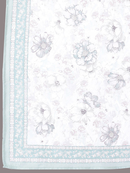 Floral Printed Pleated A-Line Kurta With Palazzos & Dupatta