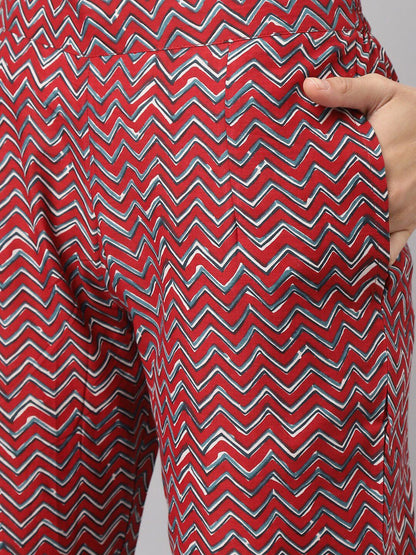 Dhiyona KL Ethnic Motifs Printed Pure Cotton Anarkali Kurta & Trousers With Dupatta