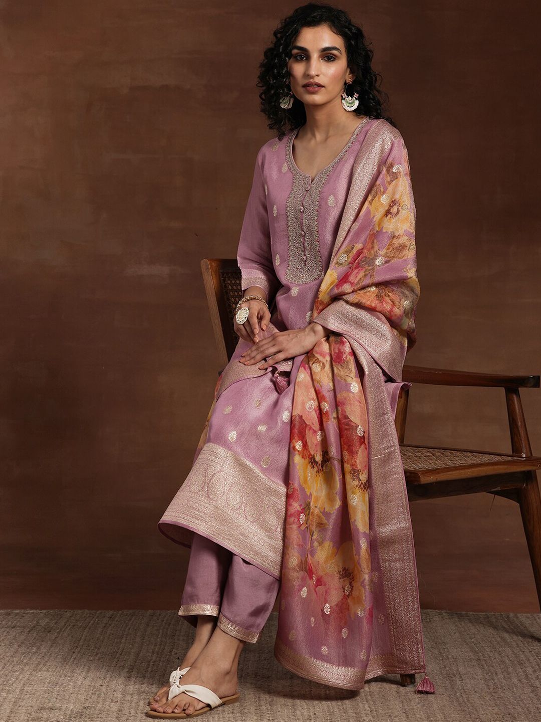 Dhiyona LL Floral Printed Regular Kurta with Palazzos & With Dupatta