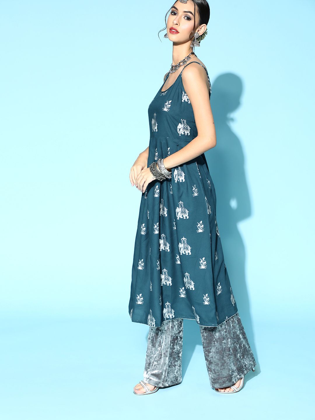 Dhiyona OD  Tranquil Teal Fit & Flare Kurta