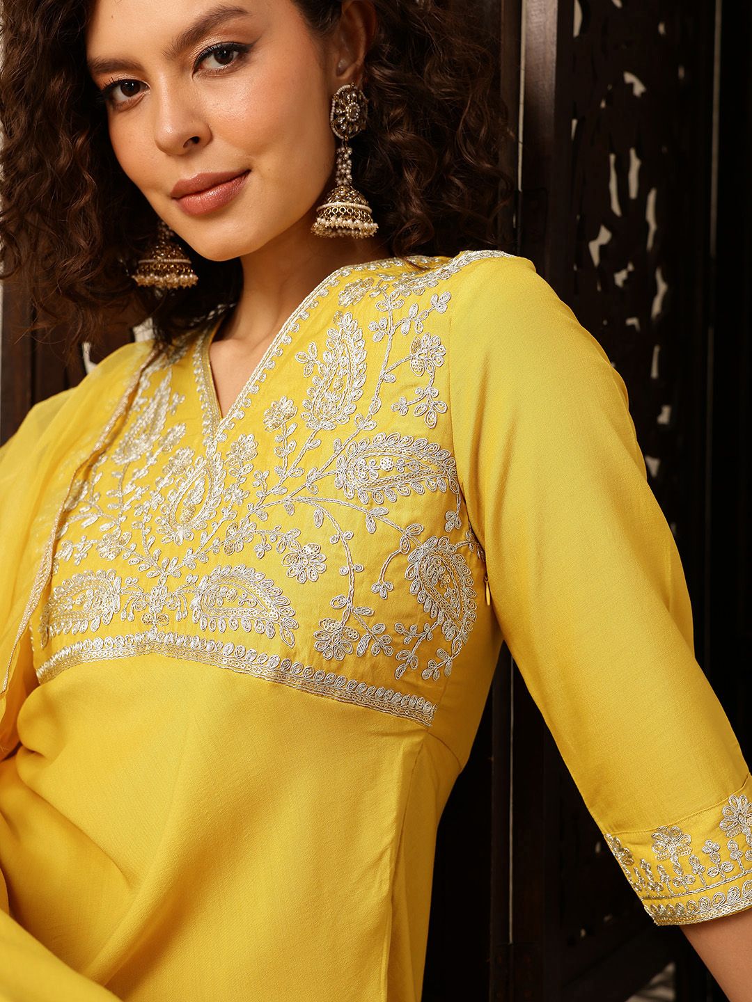 Dhiyona HOP Ethnic Motifs Yoke Design Thread Work Jashn Kurta with Sharara & Dupatta