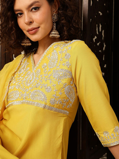 Dhiyona HOP Ethnic Motifs Yoke Design Thread Work Jashn Kurta with Sharara & Dupatta