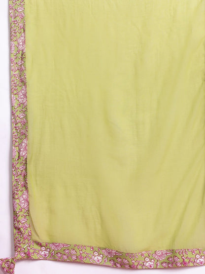 Dhiyona AN X Basant Bahaar Floral Printed A-Line Kurta With Sharara & Dupatta