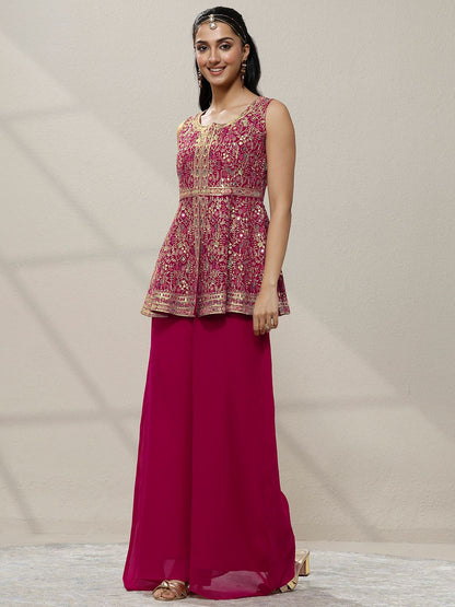 Dhiyona LL Women Ethnic Motifs Embroidered Panelled Gotta Patti Kurta with Palazzos & With Dupatta