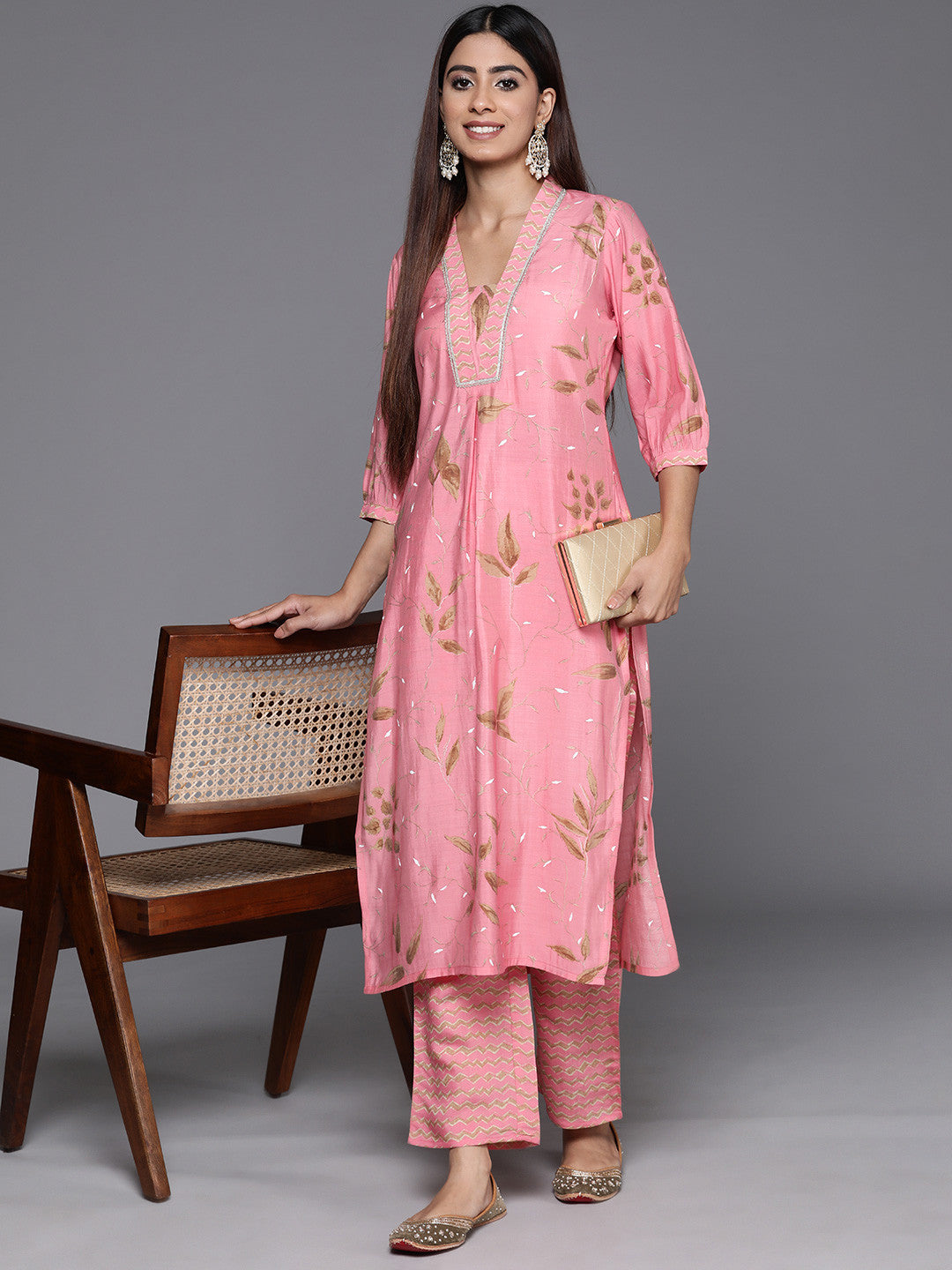 Floral Printed Regular Gotta Patti Kurta with Palazzos