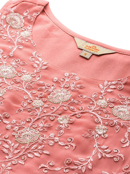 Dhiyona AN Women Embroidered Pleated Thread Work Kurti With Sharara