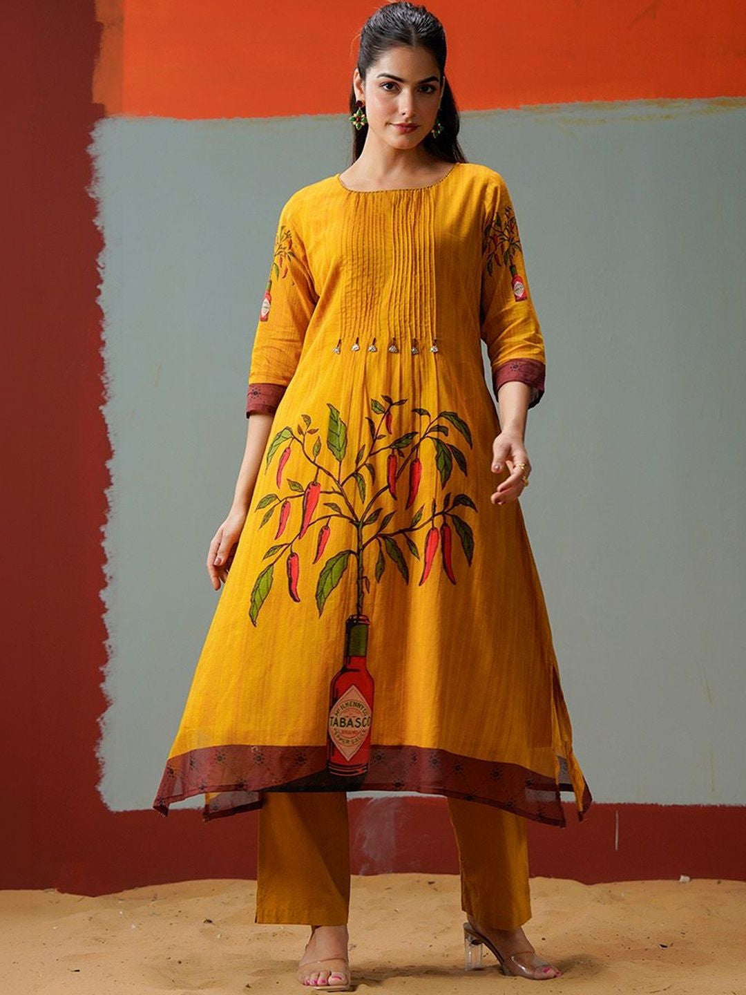 Dhiyona SN Printed Round Neck Kurta & Trousers