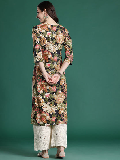 Dhiyona IE Floral Printed Pure Cotton Kurta