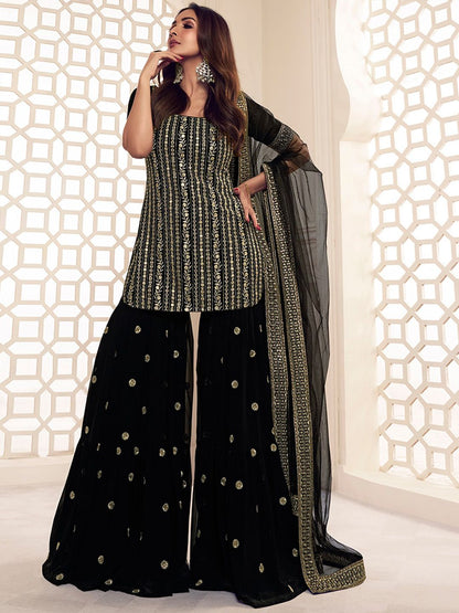 Dhiyona IN Floral Zari Sequinned Embroidered Kurta Set