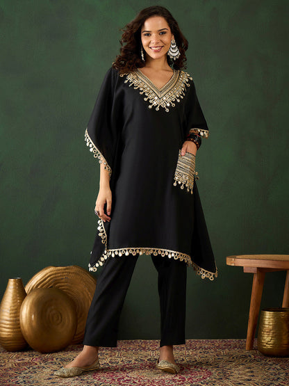 Women Embroidered Kaftan Kurta Set