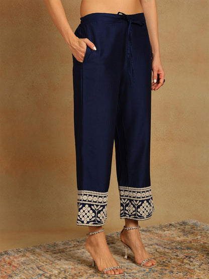 Dhiyona KL Floral Embroidered Anarkali Kurta with Palazzo & Dupatta
