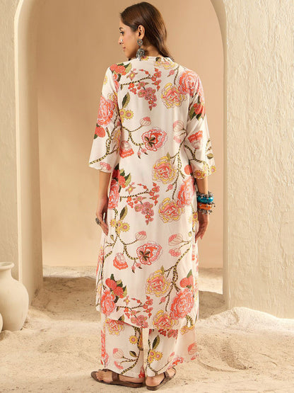 Women Floral Printed Regular Kurta with Palazzos