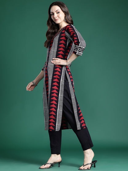 Printed Regular Thread Work Pure Cotton Kurta with Trousers & With Dupatta