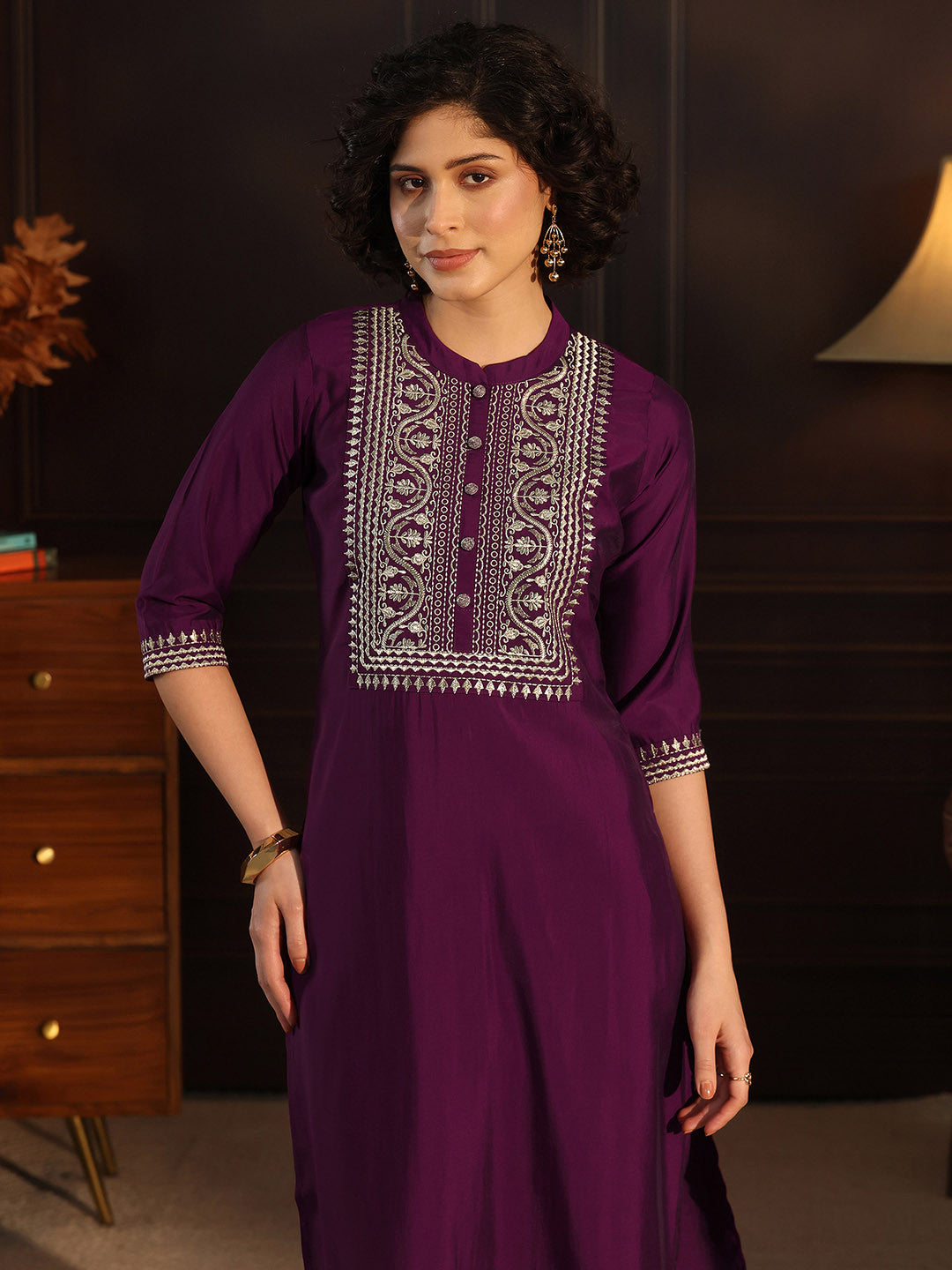 Women Ethnic Motifs Embroidered Regular Kurta with Trousers With Dupatta