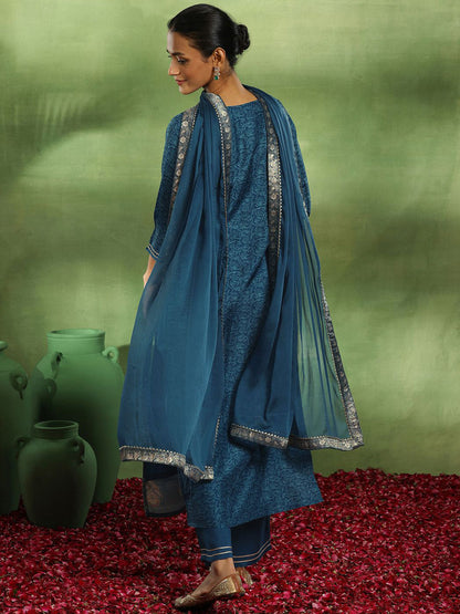 Floral Gotta Patti Republic Day Kurta with Trouser & Dupatta