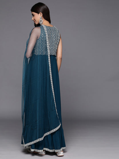 Women Ethnic Motifs Embroidered Empire Thread Work Kurta with Trousers & With Dupatta