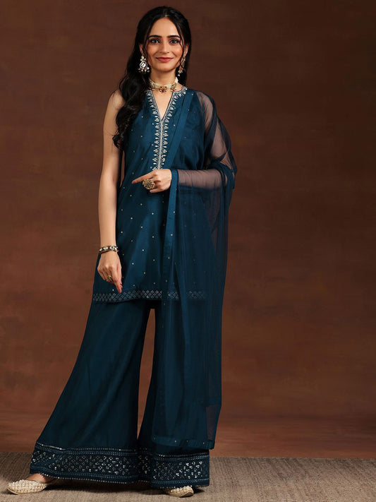 Women Floral Embroidered Regular Kurta with Palazzos & With Dupatta
