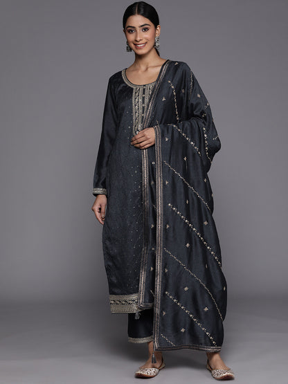 Women Floral Embroidered Sequinned Kurta With Trousers & Dupatta