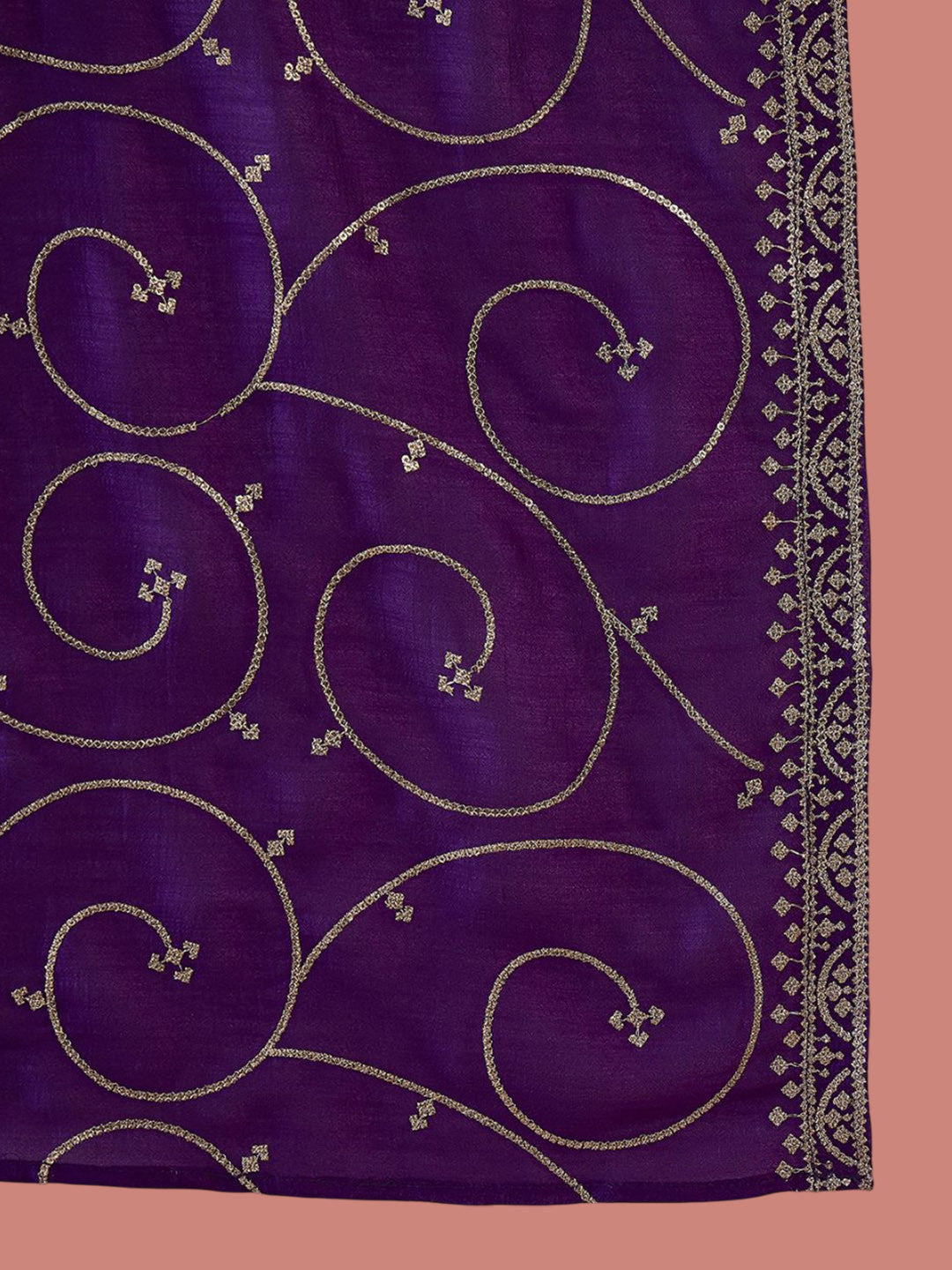 Ethnic Motifs Embroidered Round Neck Panelled A-Line Kurta With Trousers & Dupatta