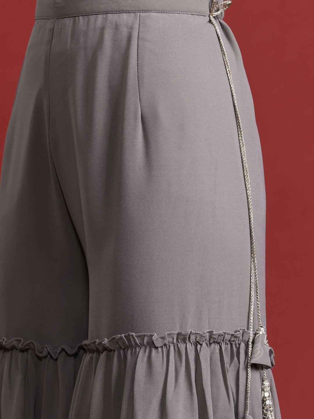 Dhiyona IE Floral Embroidered Sequinned Kurta With Sharara & Dupatta