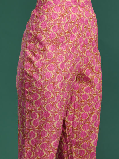 Floral Printed Pure Cotton Kurta with Trousers