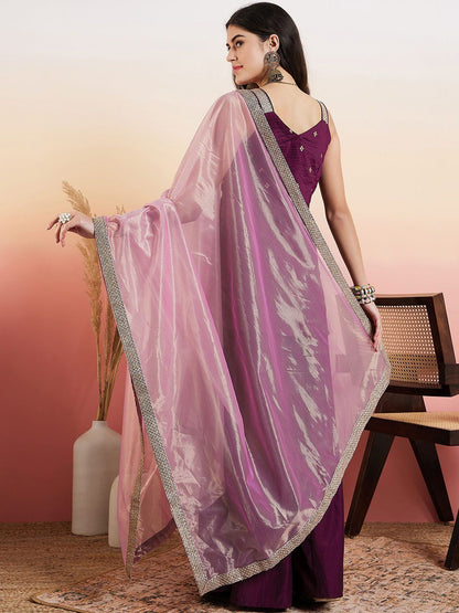 Dhiyona IN Ethnic Motifs Embroidered Regular Thread Work Kurta With Palazzos & Dupatta