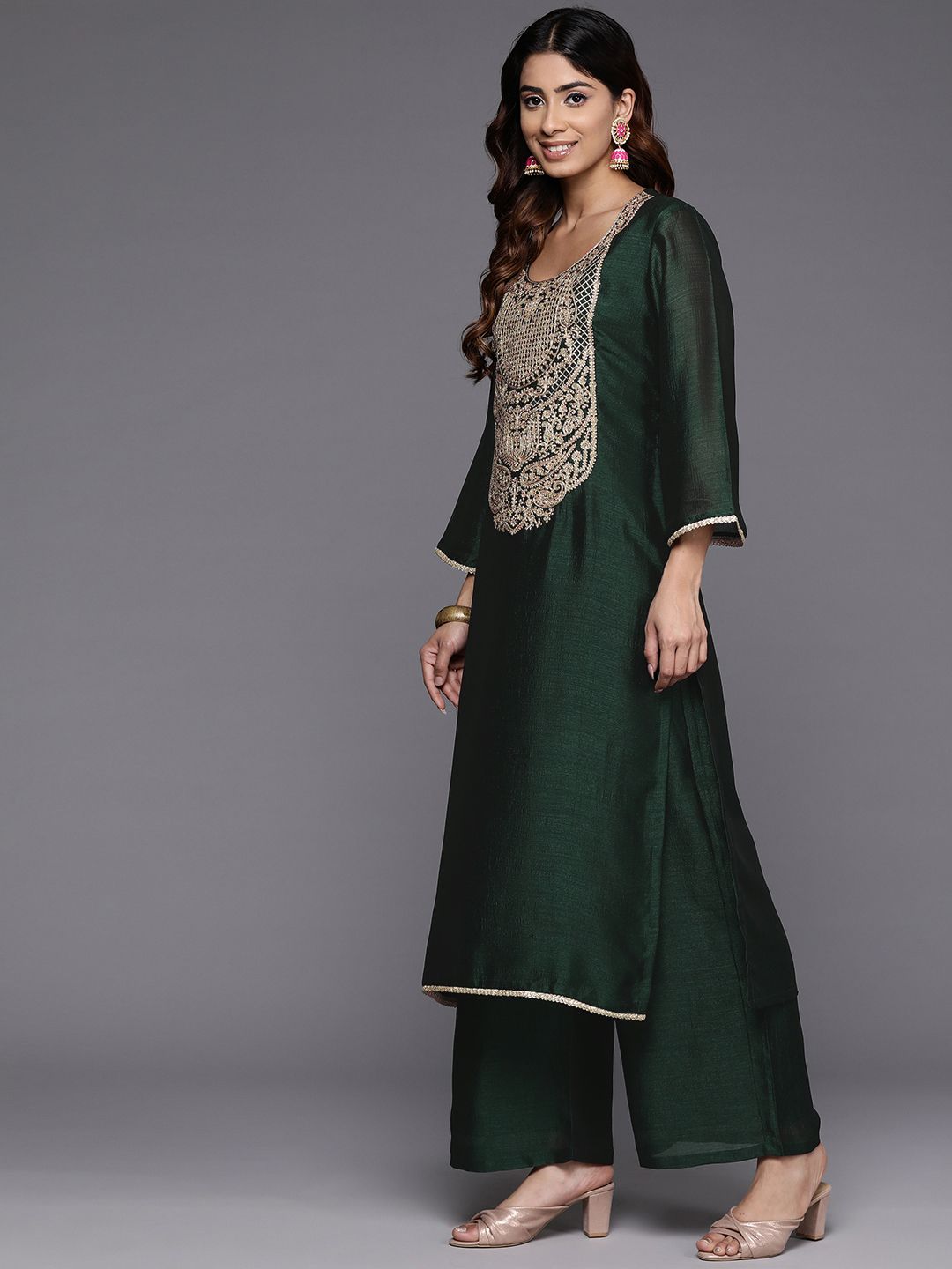 Dhiyona VA Women Ethnic Motifs Embroidered Regular Republic Day Kurta with Palazzos & With Dupatta