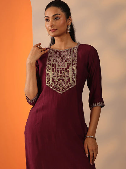 Women Ethnic Motif Embroidered Thread Work Kurta with Trousers & Dupatta