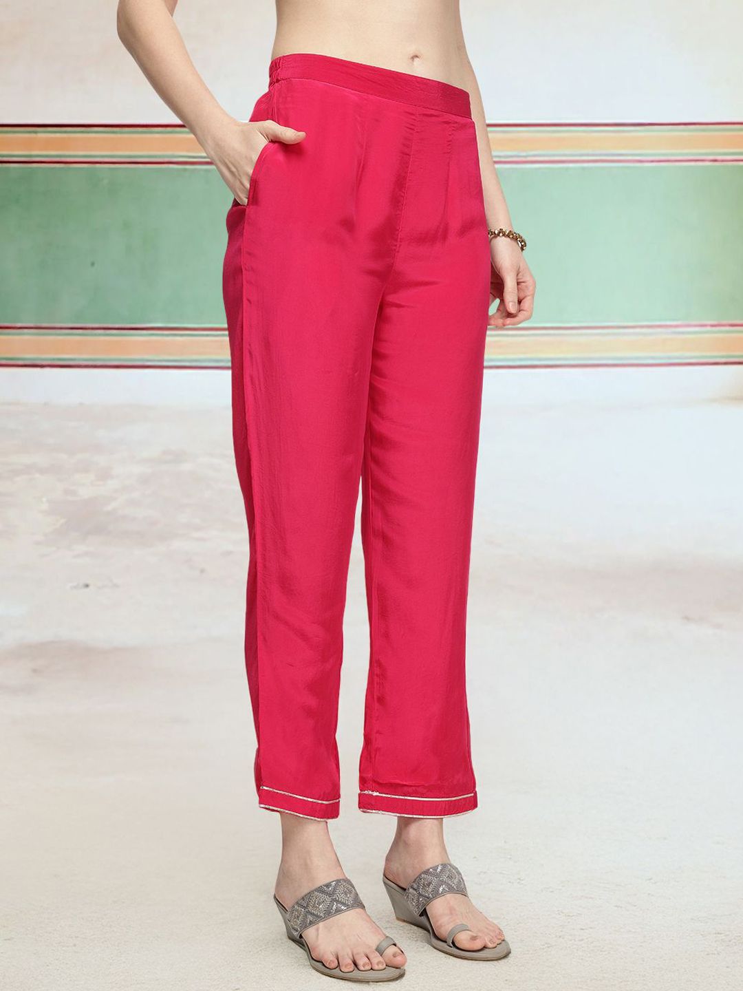 Dhiyona IS Women's Women Ethnic Motifs Embroidered Regular Thread Work Kurta with Trousers & With Dupatta