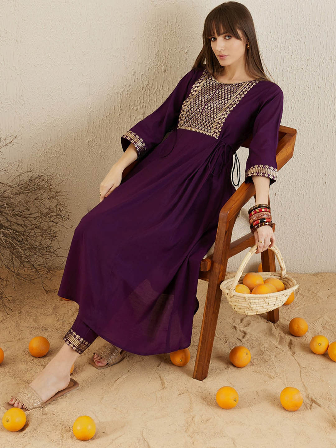 Yoke Design Regular Kurta with Trousers