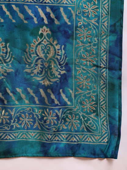Dhiyona KL Ethnic Motifs Printed Thread Work Straight Kurta With Trouser & Dupatta