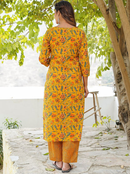 Dhiyona KL Floral Printed Gotta Patti Pure Cotton Kurta with Trousers & Dupatta